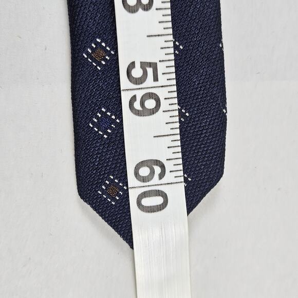 CANALI Men 100% Silk Necktie Luxury Navy Blue Geometric Diamond Italian Designer - Picture 9 of 10